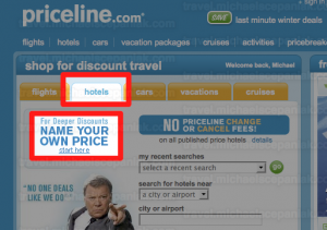 Priceline's Name Your Own Price link